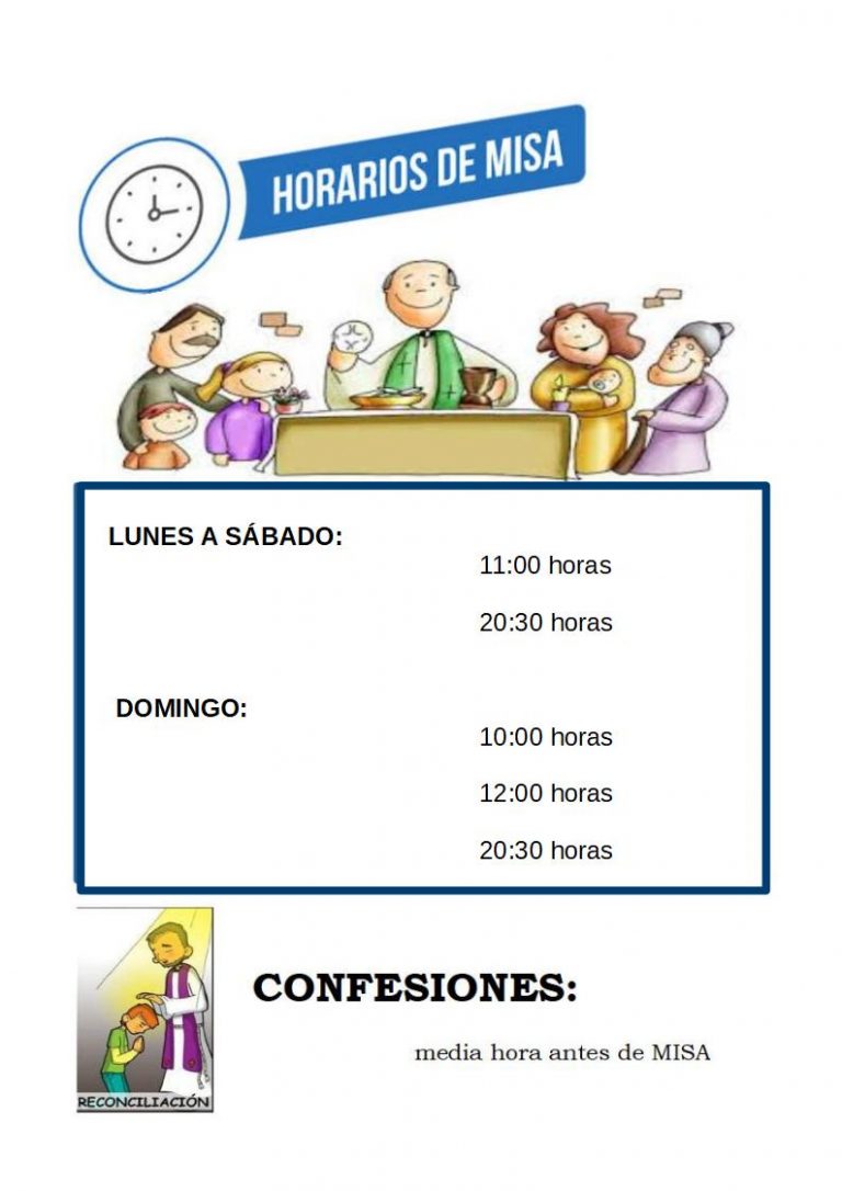 HORARIO DE MISAS a partir del 11052020 HORARIO DE MISAS a partir del 11052020